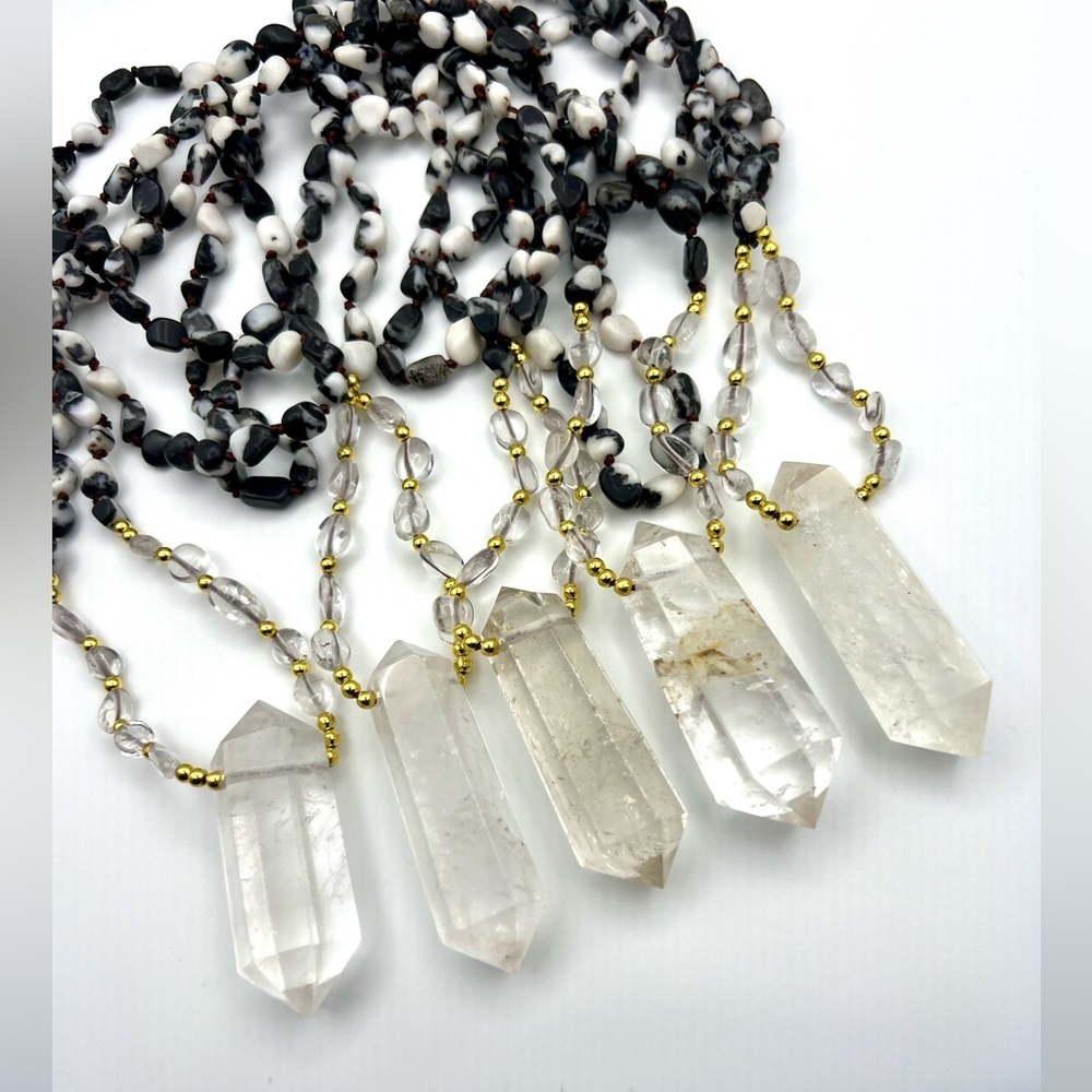 White Buffalo Turquoise + DT Quartz Mala Necklace Pendant - Picture 6 of 8